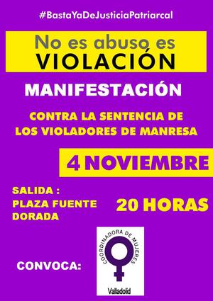 ¡BASTA YA DE JUSTICIA MACHISTA Y PATRIARCAL!! MANIFESTACIÓN CONTRA LA SENTENCIA DE LA MANADA DE MANRESA